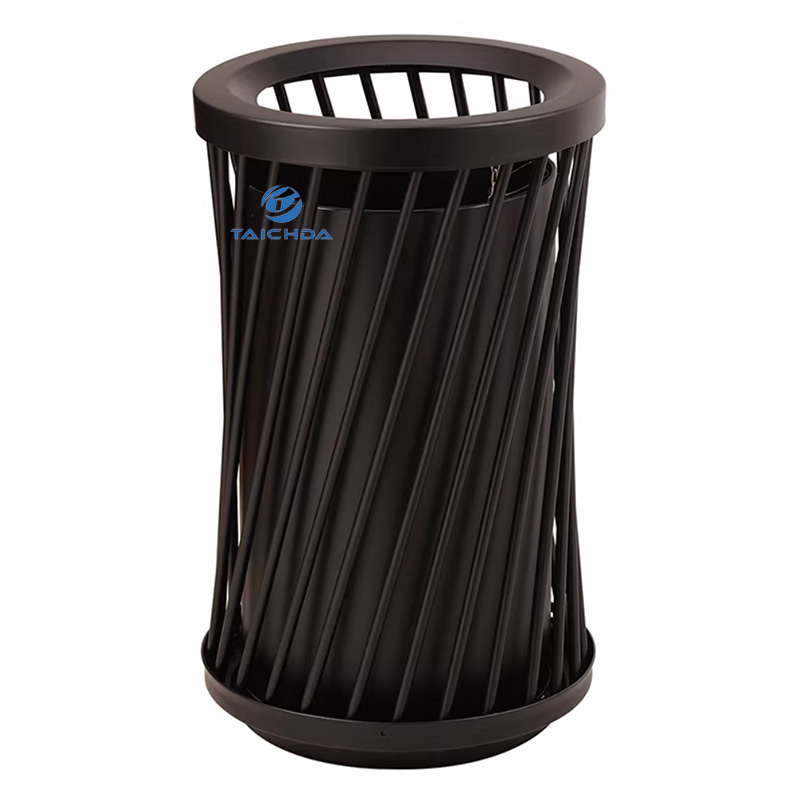 open cylindrical trash can Outdoor decoration trash can in the park