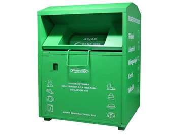 Installation of clothes donation box recycling bin