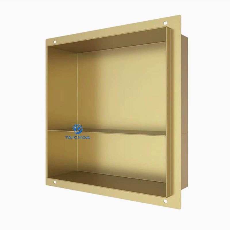 gold brushed shower soap shelf